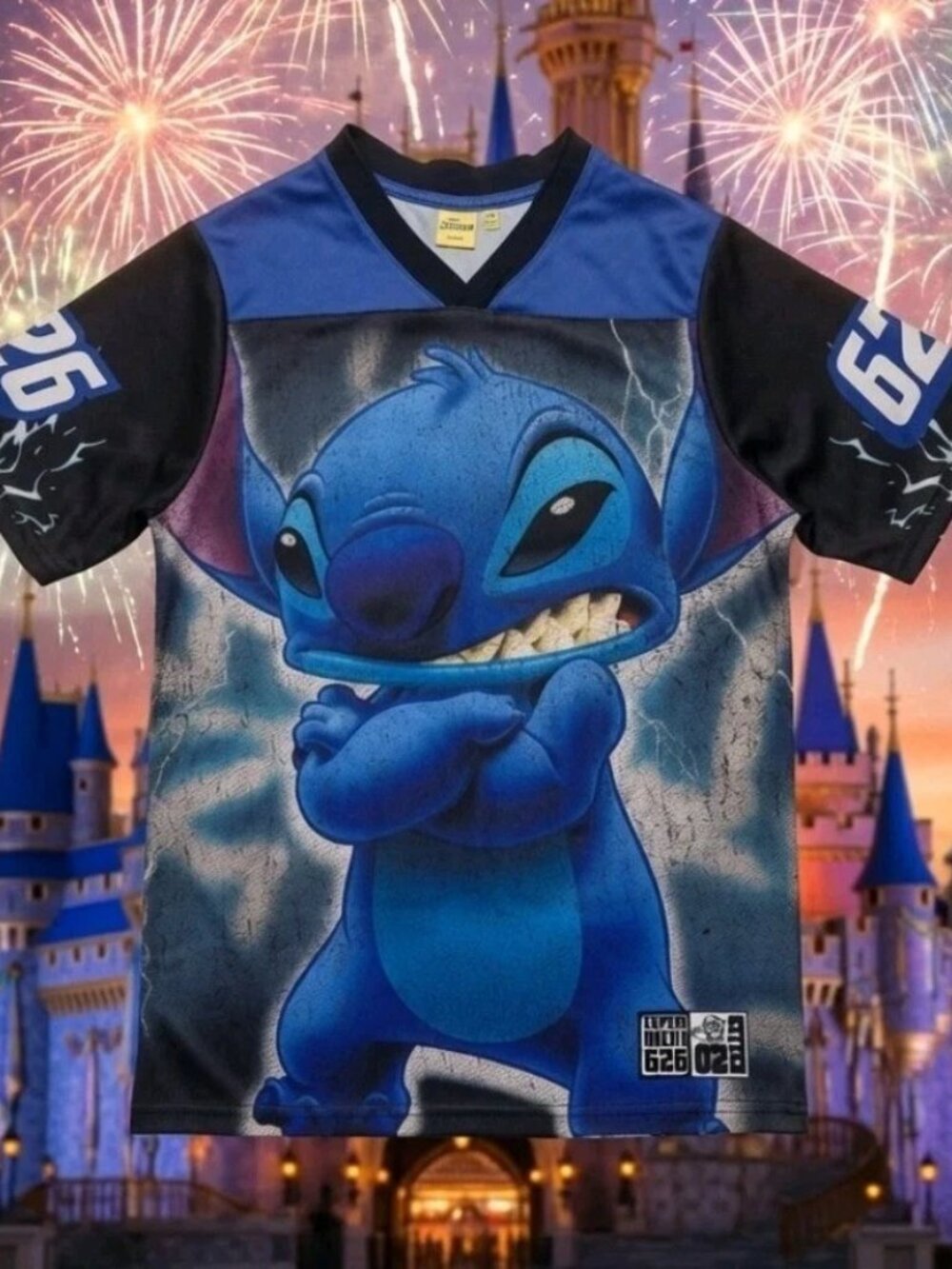 Lilo And Stitch 2 Sided Blue Graphic Jersey Size XS New Disney Vacation 🎆🏰🎆
